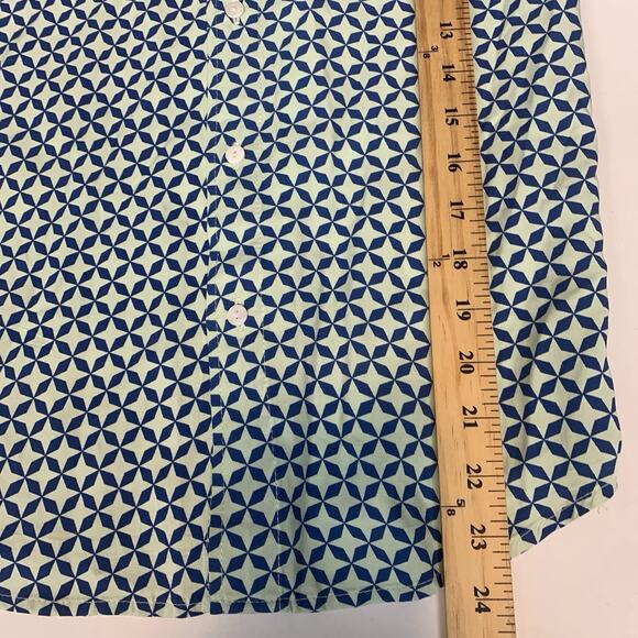 Kickee Pants Shirt Boys XL 12/14 Button Up Geometric Short Sleeve Blue Kids - Picture 5 of 6